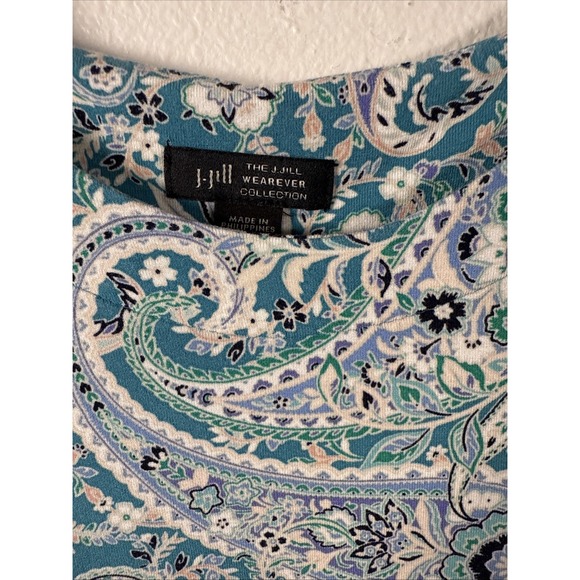 J Jill Wear Ever Collection Paisley S/S Dress Size Sm Petite Side Pockets P1 - Picture 3 of 8
